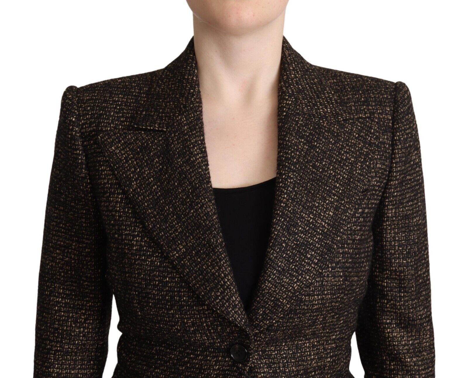 Veste et pantalon en laine marron foncé Dolce & Gabbana, costume homme à deux pièces, veste à boutonnières simples.