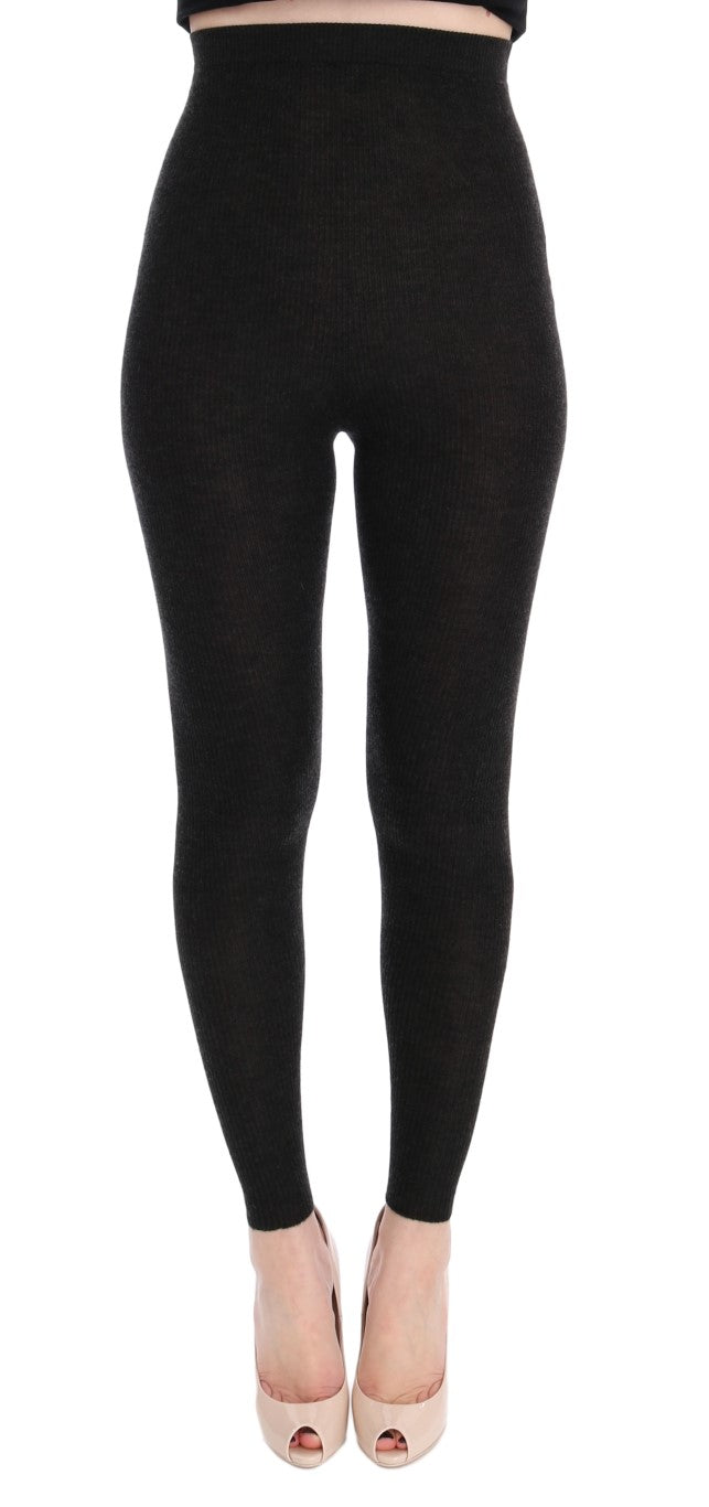 Collants extensibles en cachemire gris de Dolce & Gabbana, douceur et élégance pour femme.
