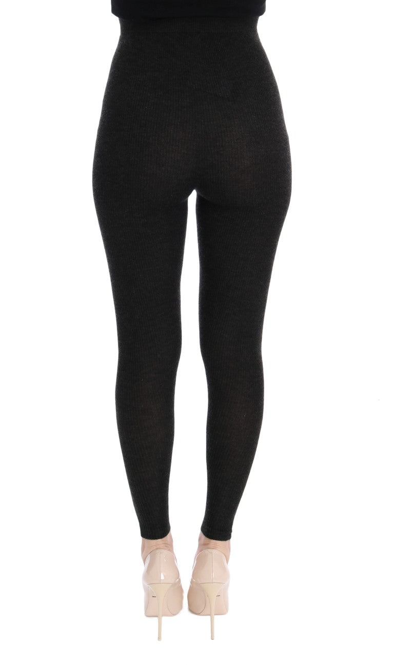Jambières en cachemire gris de Dolce & Gabbana, extensibles et douces, pour un confort élégant.