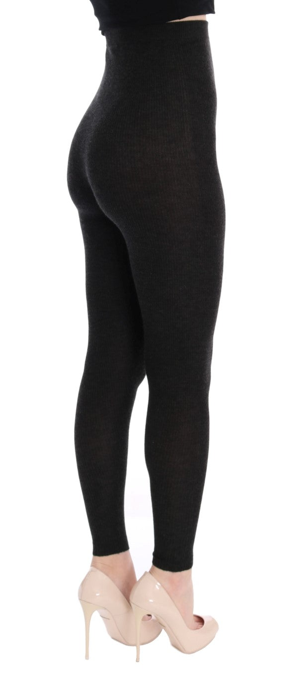 Collants en cachemire stretch gris Dolce & Gabbana, détails confort et élégance visibles sur l'image.