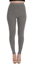 Collants gris en cachemire extensible de Dolce & Gabbana, détails élégants et texture douce visible sur l'image.