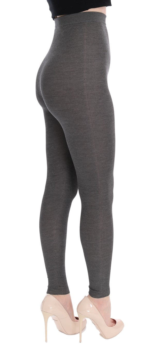 Collants en cachemire gris Dolce & Gabbana, extensibles, avec une texture douce et élégante.