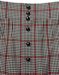 Jupe courte à taille haute à carreaux gris de Dolce & Gabbana, style évasé et tendance, en tissu léger.