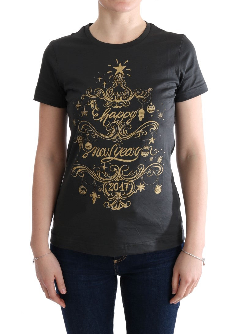 T-shirt en coton gris de Dolce & Gabbana avec motif 2017, design élégant et moderne, visible en gros plan.