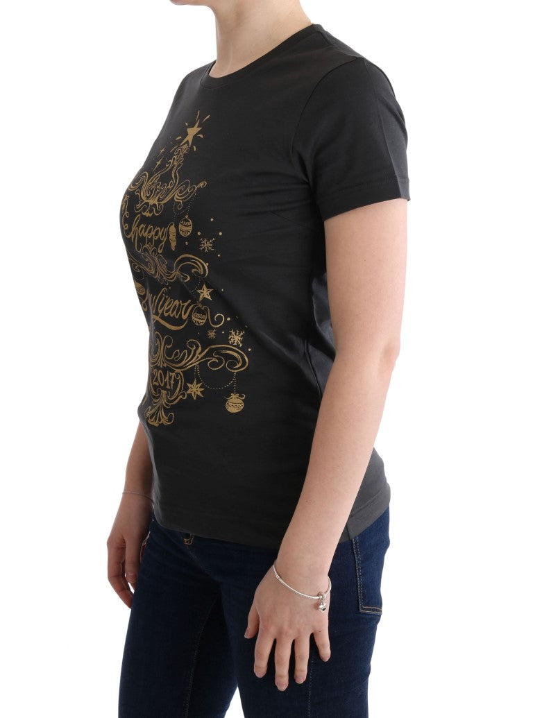 T-shirt gris en coton Dolce & Gabbana 2017 avec motif graphique, vue de face.