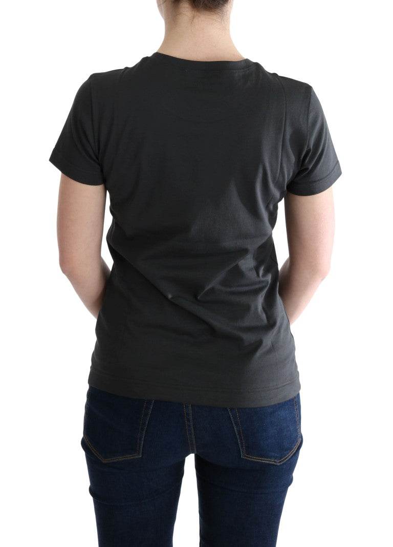 T-shirt en coton gris Dolce & Gabbana 2017 avec motif, vue de face, tissu doux et design élégant.