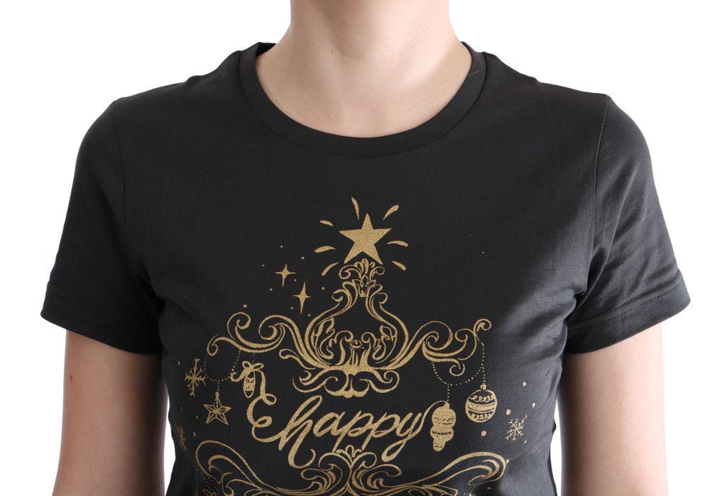 T-shirt gris en coton Dolce & Gabbana 2017 avec motif, vue de face, détails du design visible.