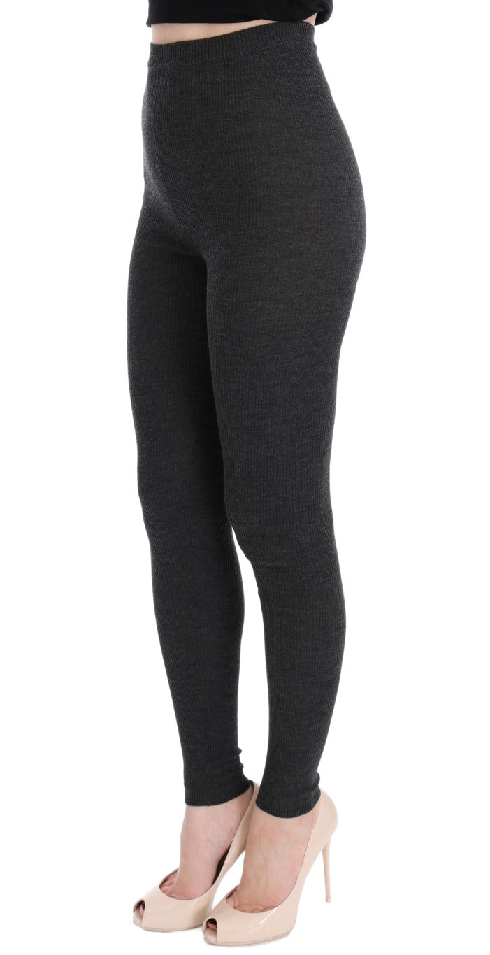 Collants en laine gris Dolce & Gabbana, stretch, finition élégante, ajustement confortable, parfaits pour un look sophistiqué.
