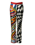 Pantalon droit Dolce & Gabbana à motif multicolore Carretto, design élégant avec motif traditionnel coloré.
