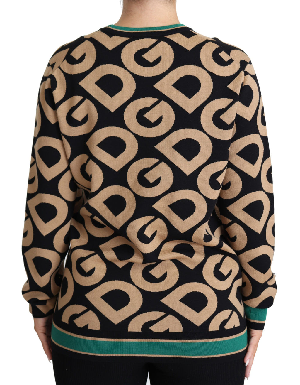 Pull-over en laine multicolore Dolce & Gabbana DG Mania, col rond, style contemporain, visible détails du motif coloré.
