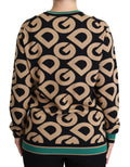 Pull-over en laine multicolore Dolce & Gabbana DG Mania, col rond, style contemporain, visible détails du motif coloré.