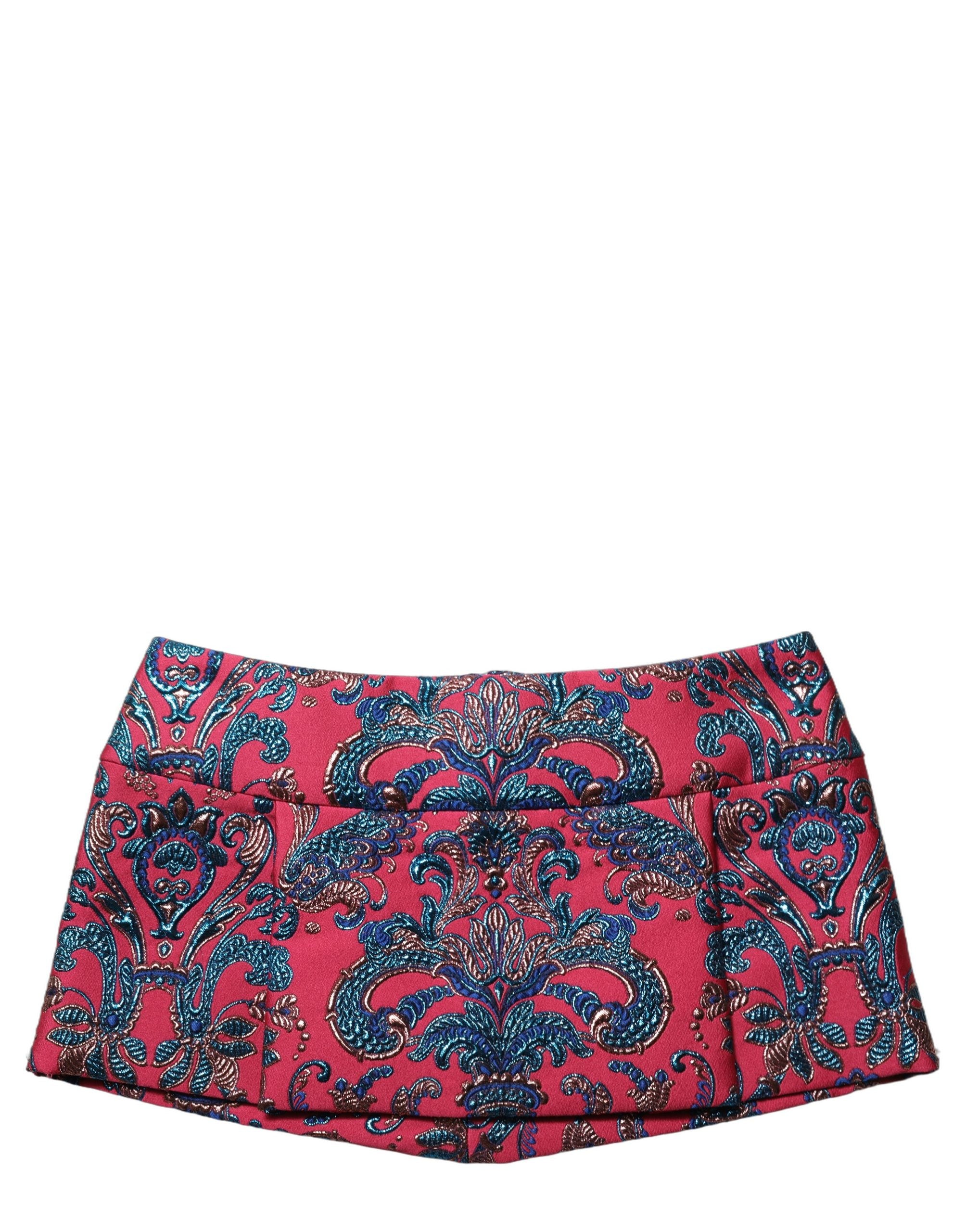 Jupe courte Dolce & Gabbana à jacquard floral multicolore, taille moyenne, style élégant et sophistiqué.
