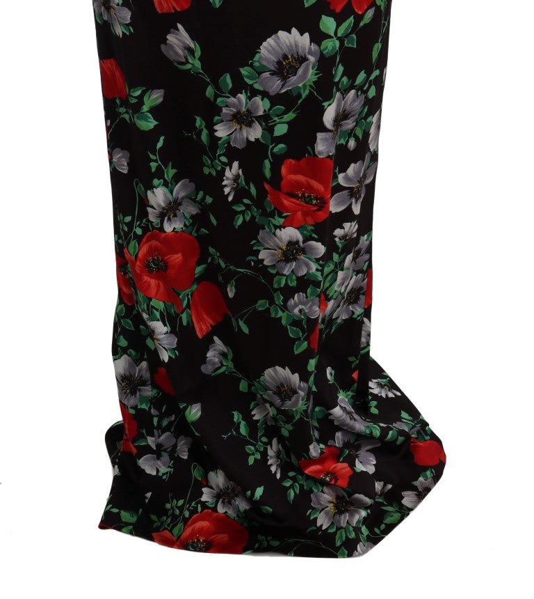Robe longue Dolce & Gabbana à imprimé floral multicolore, en tissu stretch, silhouette ajustée et élégante.