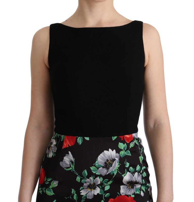 Robe longue Dolce & Gabbana à motif floral multicolore, ajustée et extensible, élégante pour les occasions spéciales.