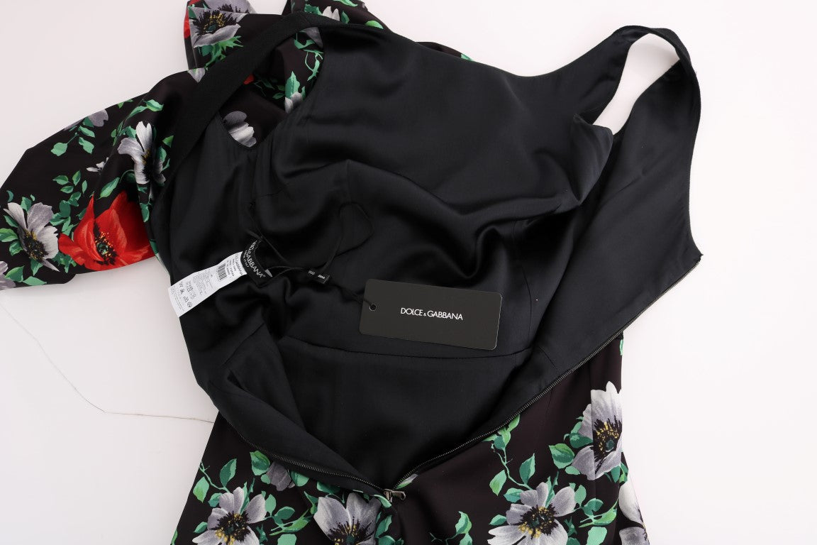 Robe longue à fleurs multicolores Dolce & Gabbana, robe en tissu extensible, coupe ajustée et élégante.
