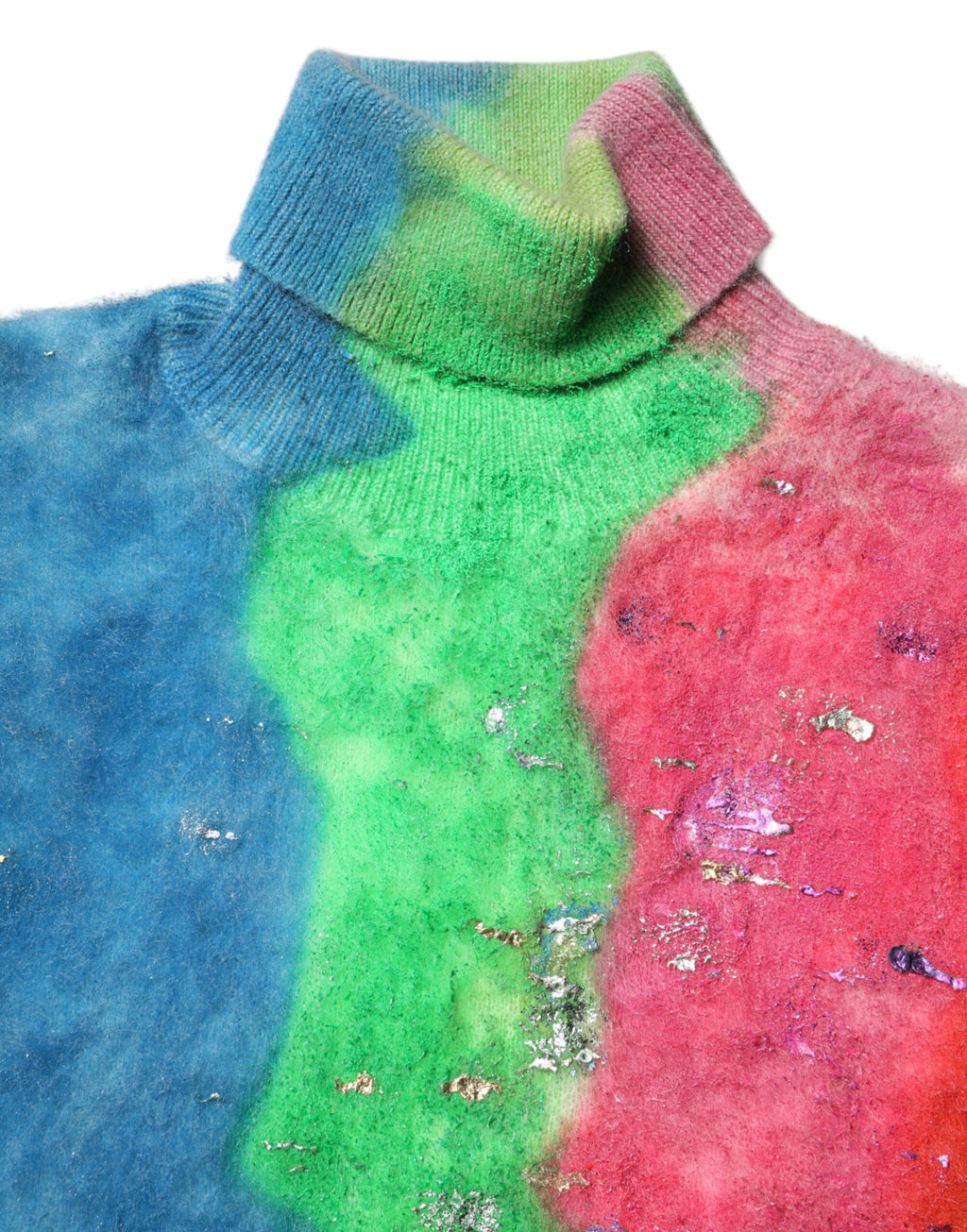 Pull en col roulé en mohair multicolore de Dolce & Gabbana, pull-over élégant avec motifs colorés.