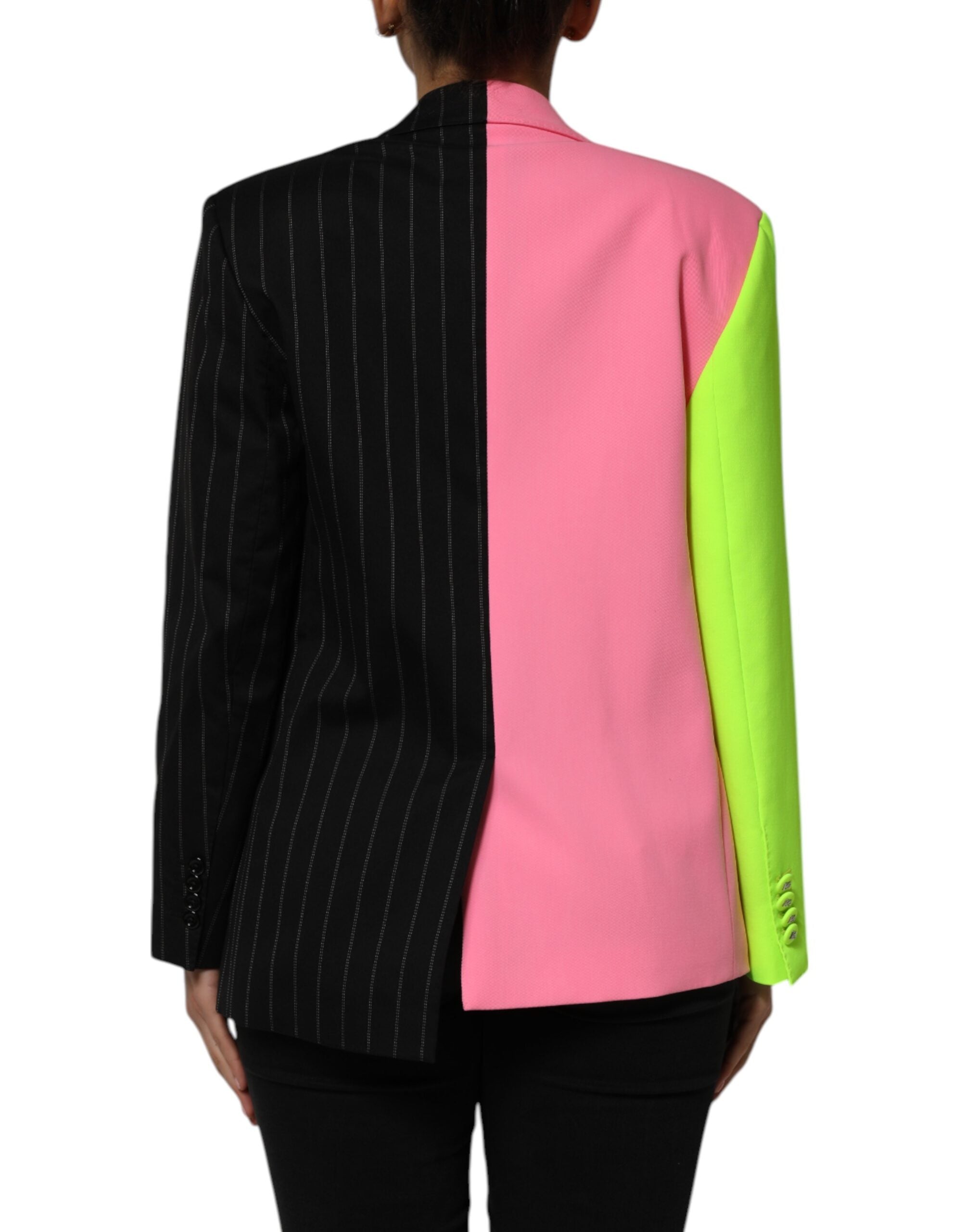 Veste Dolce & Gabbana à patchwork multicolore avec embellissements, coupe classique et détails colorés.