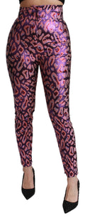Pantalons cropped à taille haute Dolce & Gabbana avec motif multicolore, style élégant et tendance.