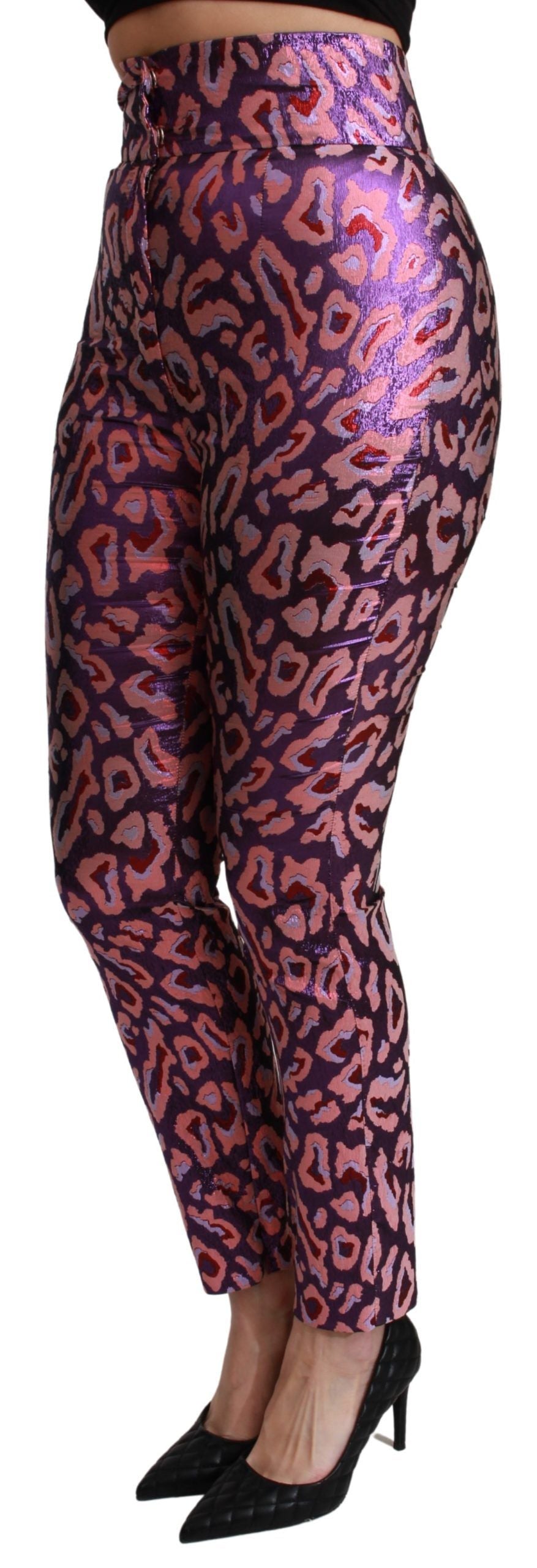 Pantalons cropped à taille haute Dolce & Gabbana avec motif multicolore, design élégant et moderne.