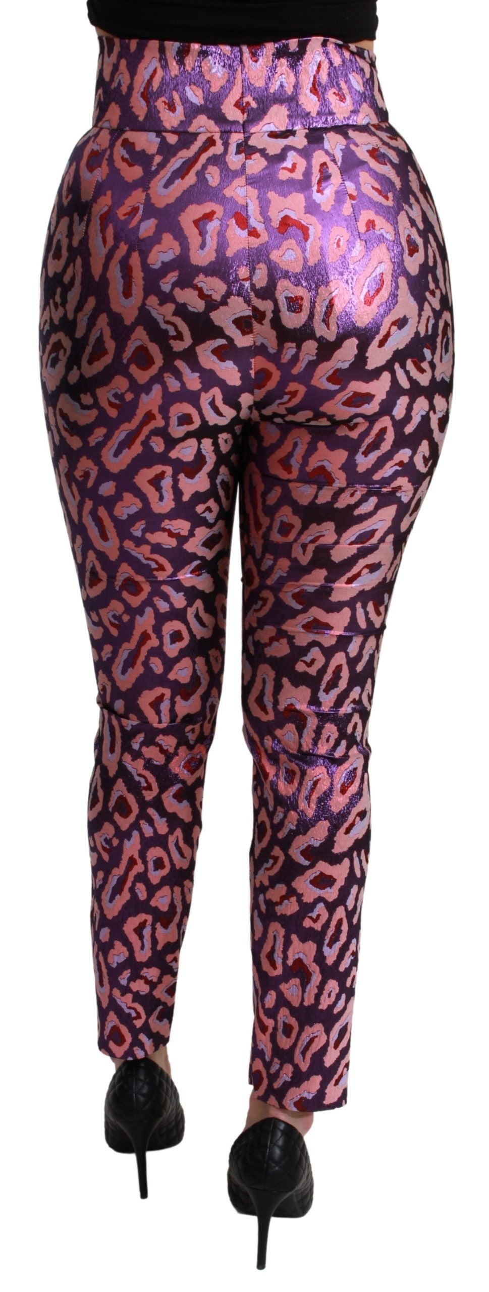 Pantalons cropped à taille haute Dolce & Gabbana avec motif multicolore, tissu léger et coupe élégante pour un style moderne.