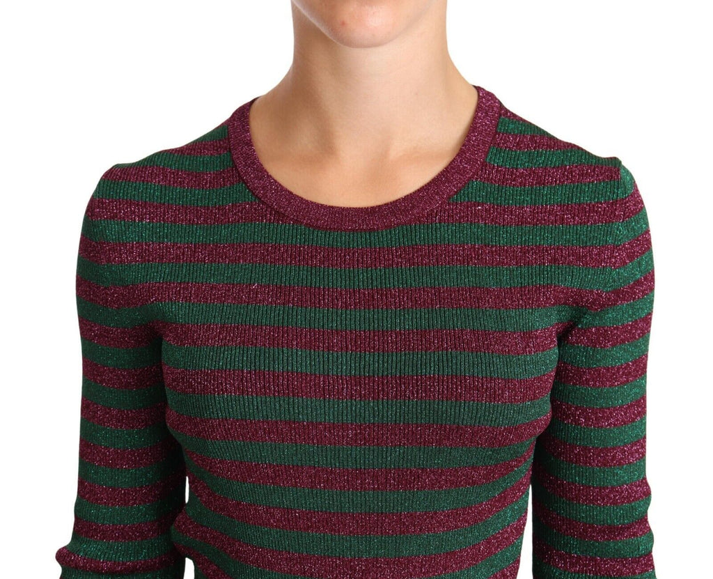 Pull à col rond Dolce & Gabbana à rayures multicolores, pull-over en maille à motifs colorés.