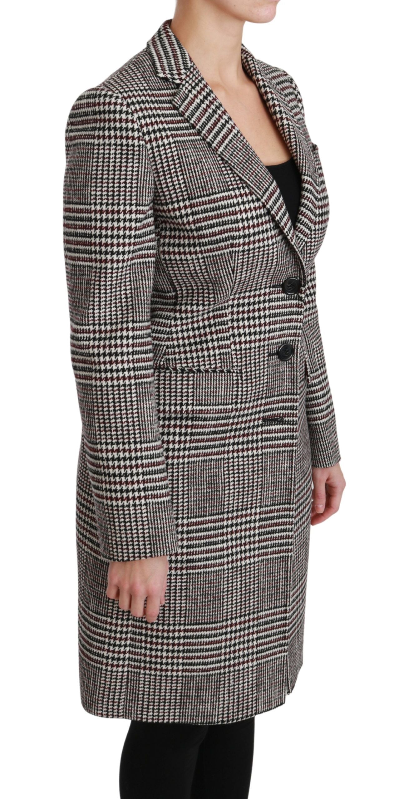 Manteau trench long multicolore Dolce & Gabbana pour femme, veste élégante au genou, style sophistiqué et tendance.