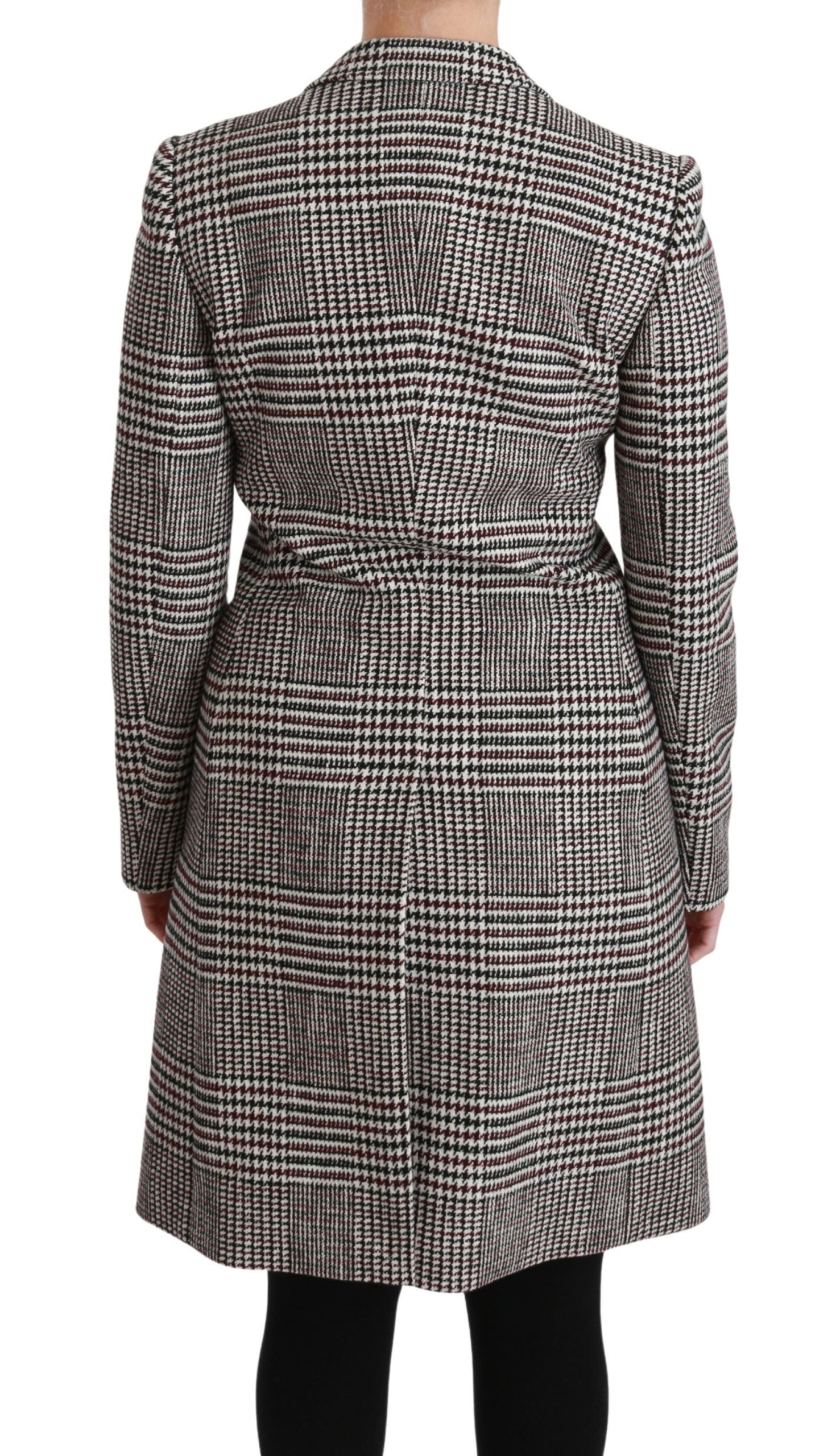 Manteau trench long multicolore Dolce & Gabbana pour femme, coupe knee, avec doublure raffinée et détails élégants.