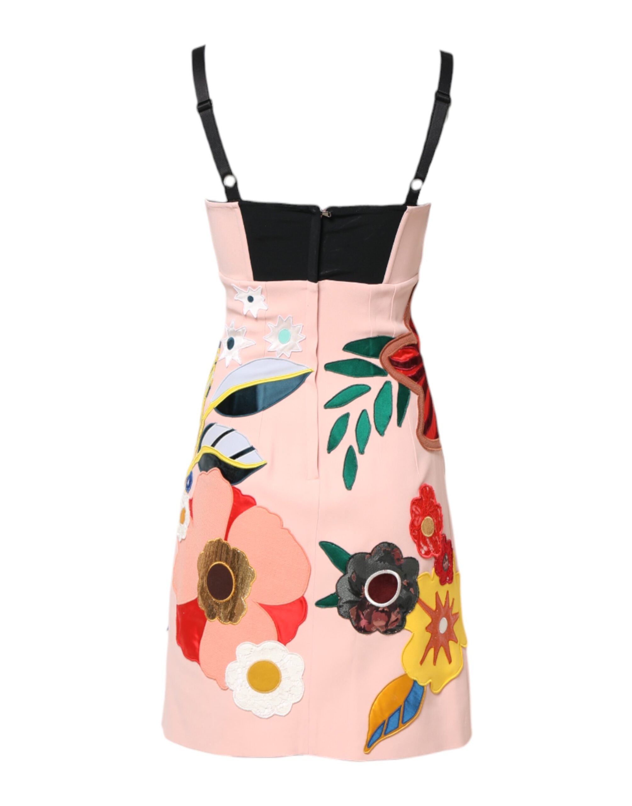 Robe courte à bretelles spaghetti Dolce & Gabbana à imprimé floral rose, style élégant et printanier.