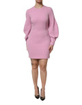 Robe courte en polyester rose à manches longues de Dolce & Gabbana, coupe ajustée et élégante.