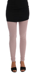 Collant rose extensible Dolce & Gabbana avec taille élastique, porté en image, mettant en valeur la texture et la couleur.