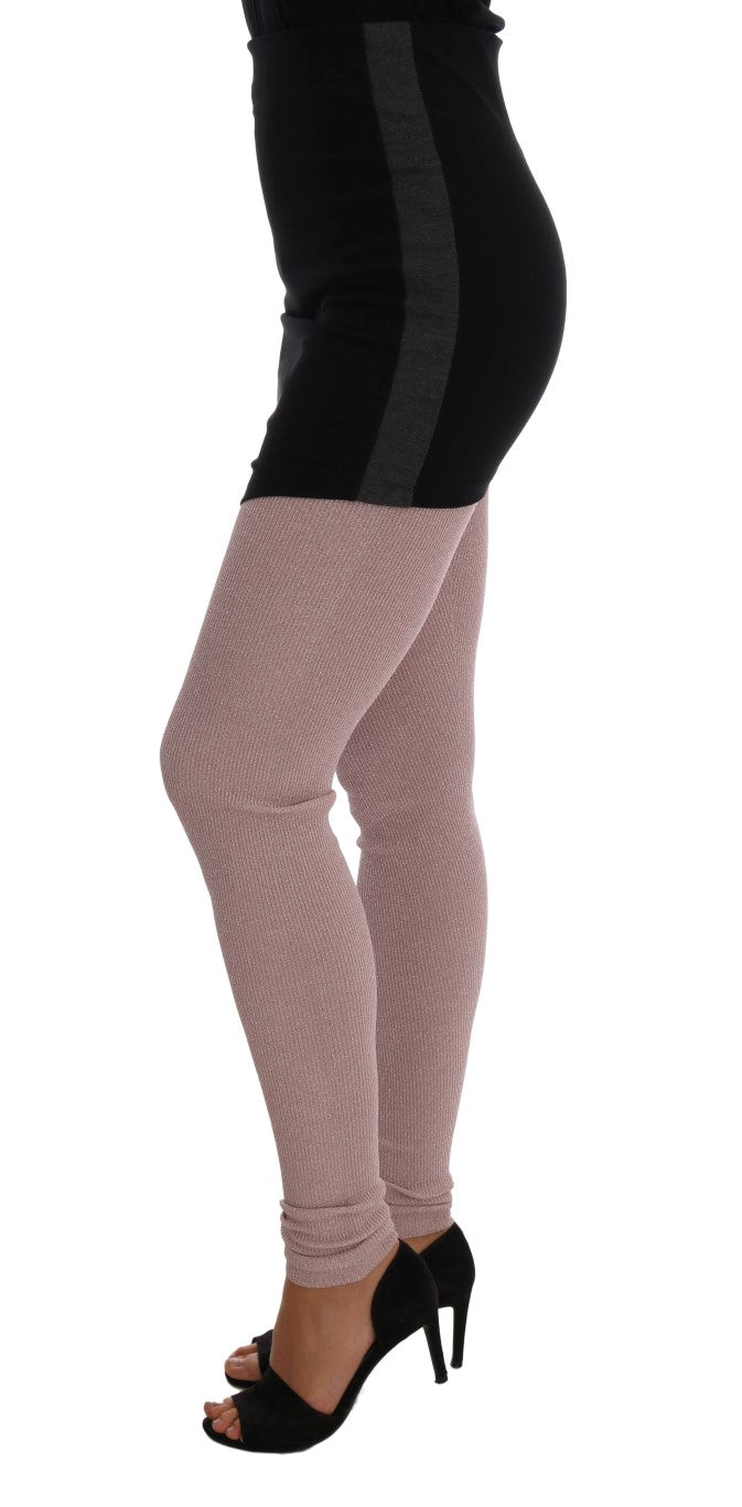 Collants roses en Tissu extensible à taille haute de Dolce & Gabbana, finition élégante et confortable.