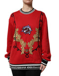 Pull en coton rouge Dolce & Gabbana avec sequins pour femme, pull-over queen élégant et confortable.