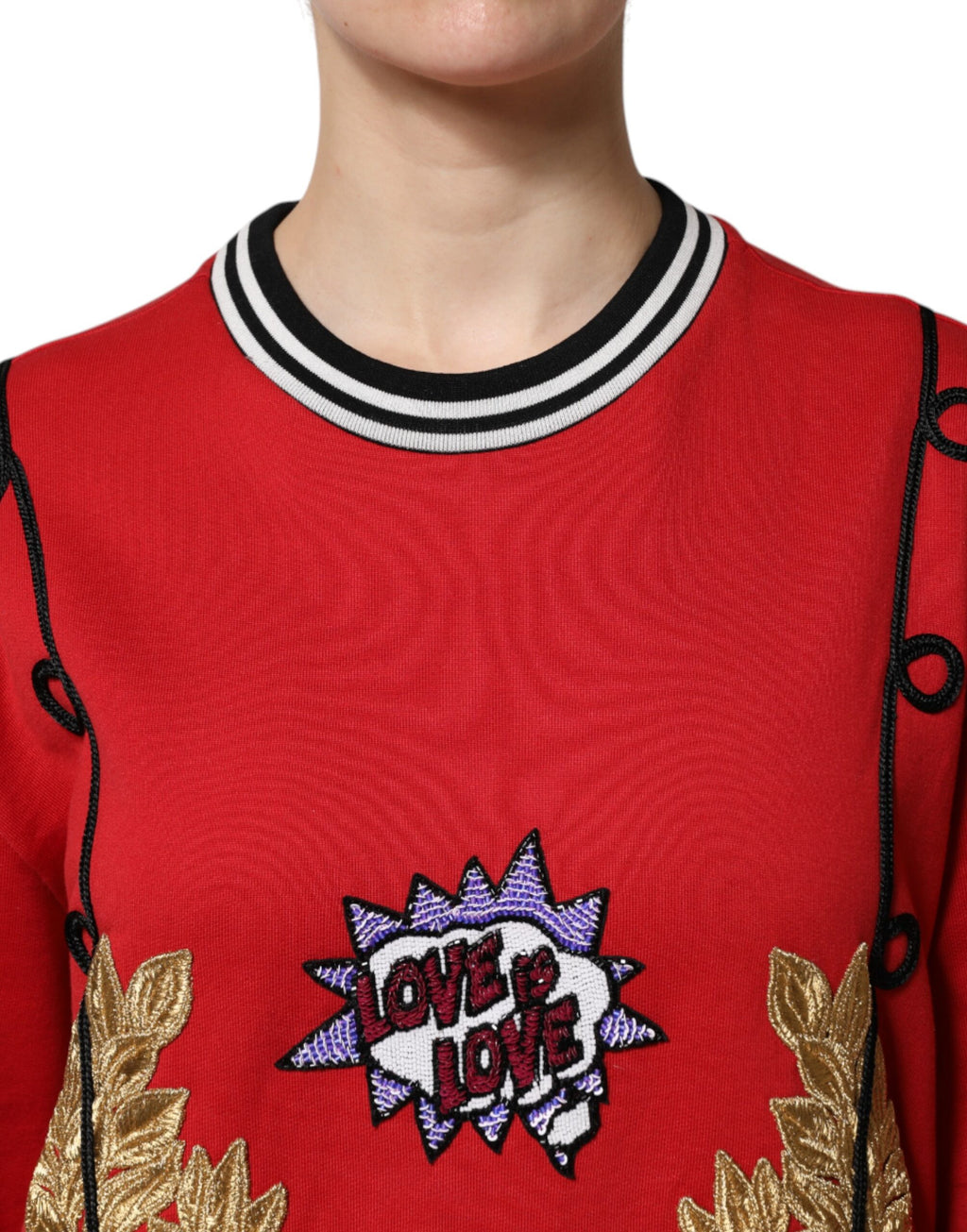 Pull-over Dolce & Gabbana rouge en coton avec sequins pour reine, style élégant et décontracté pour femme.