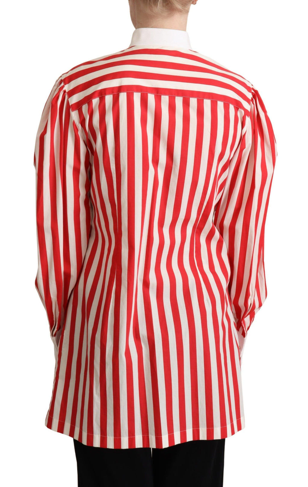 Chemise longue formelle à rayures rouges et blanches de Dolce & Gabbana, manches longues élégantes et style sophistiqué