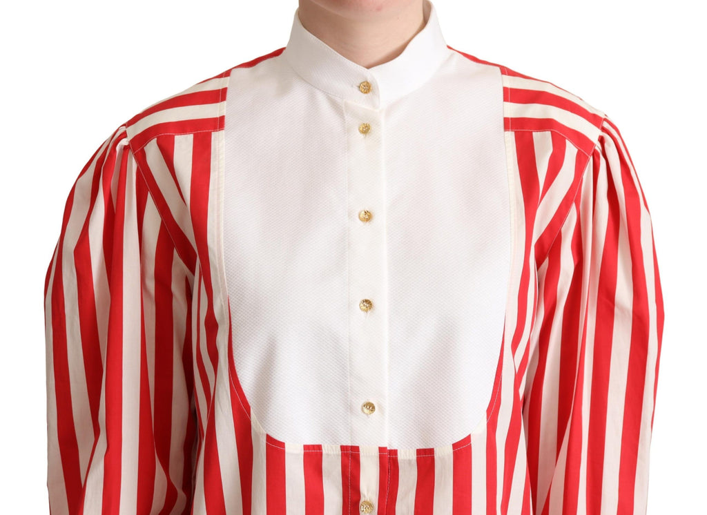 Chemise longue à manches longues Dolce & Gabbana à rayures rouges et blanches pour un style formel.