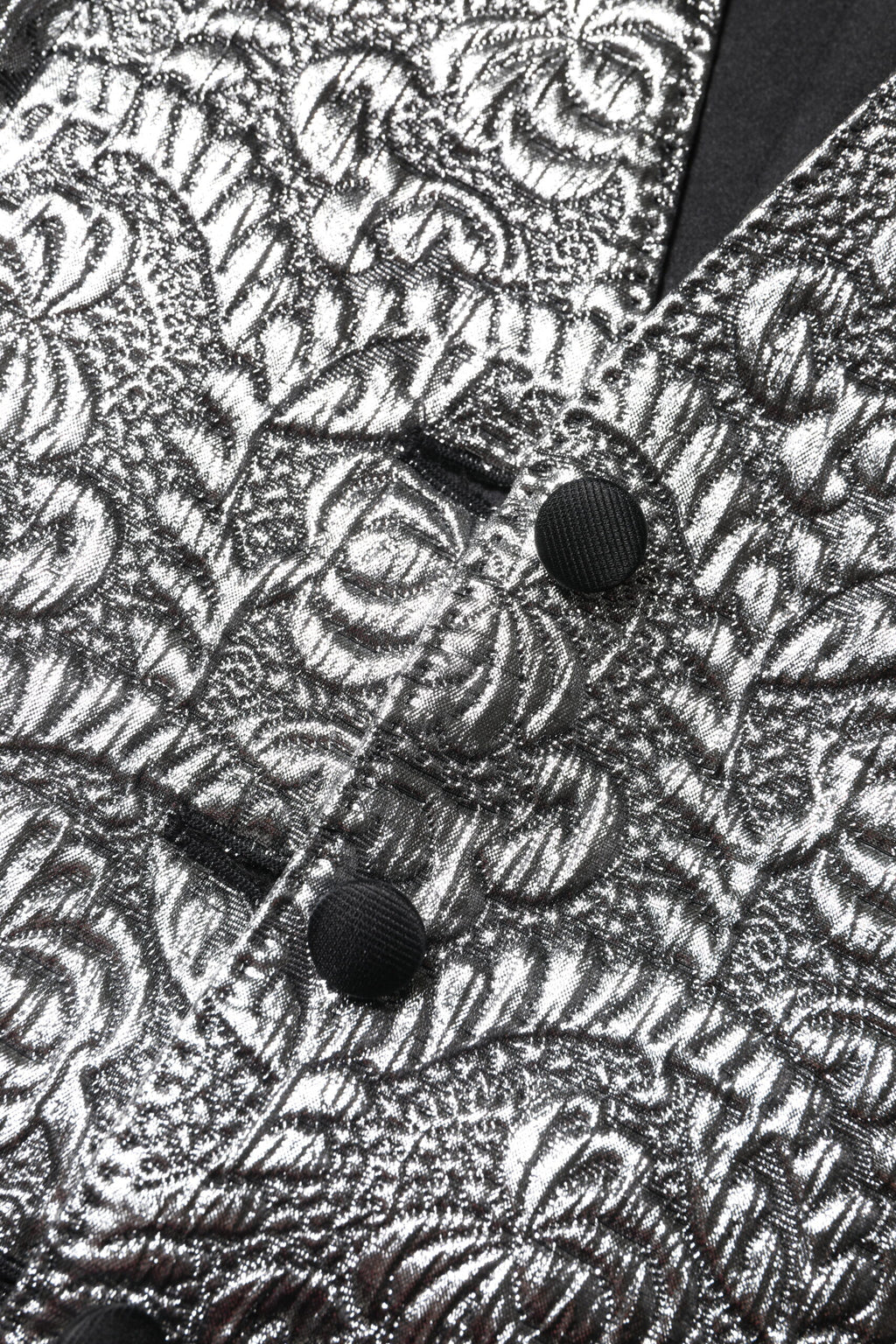 Veste sans manches en jacquard floral argenté de Dolce & Gabbana, élégante et tendance, vue de face.