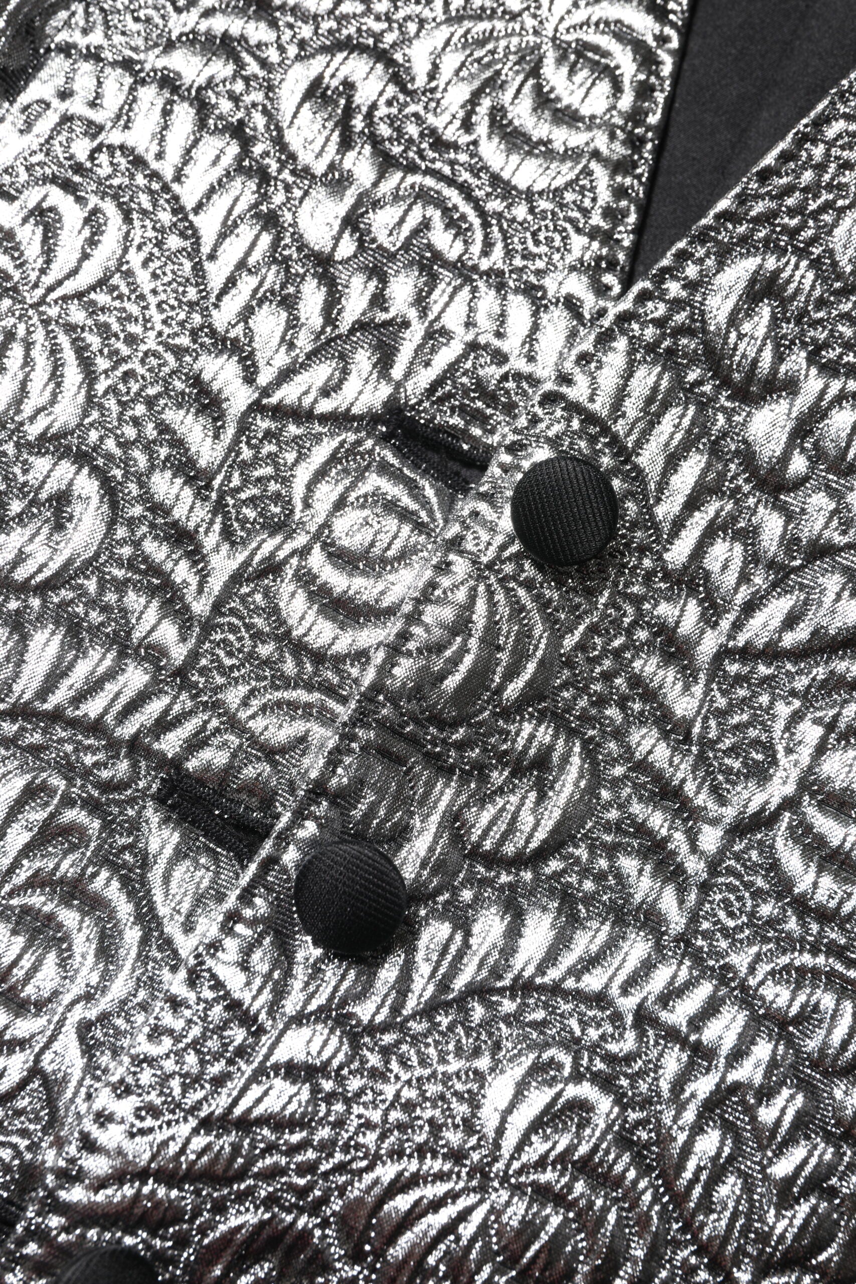 Veste sans manches en jacquard floral argenté de Dolce & Gabbana, élégante et tendance, vue de face.