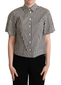Chemise Dolce & Gabbana à motif fantaisie blanc et noir, vue de face avec détails du design élégant.