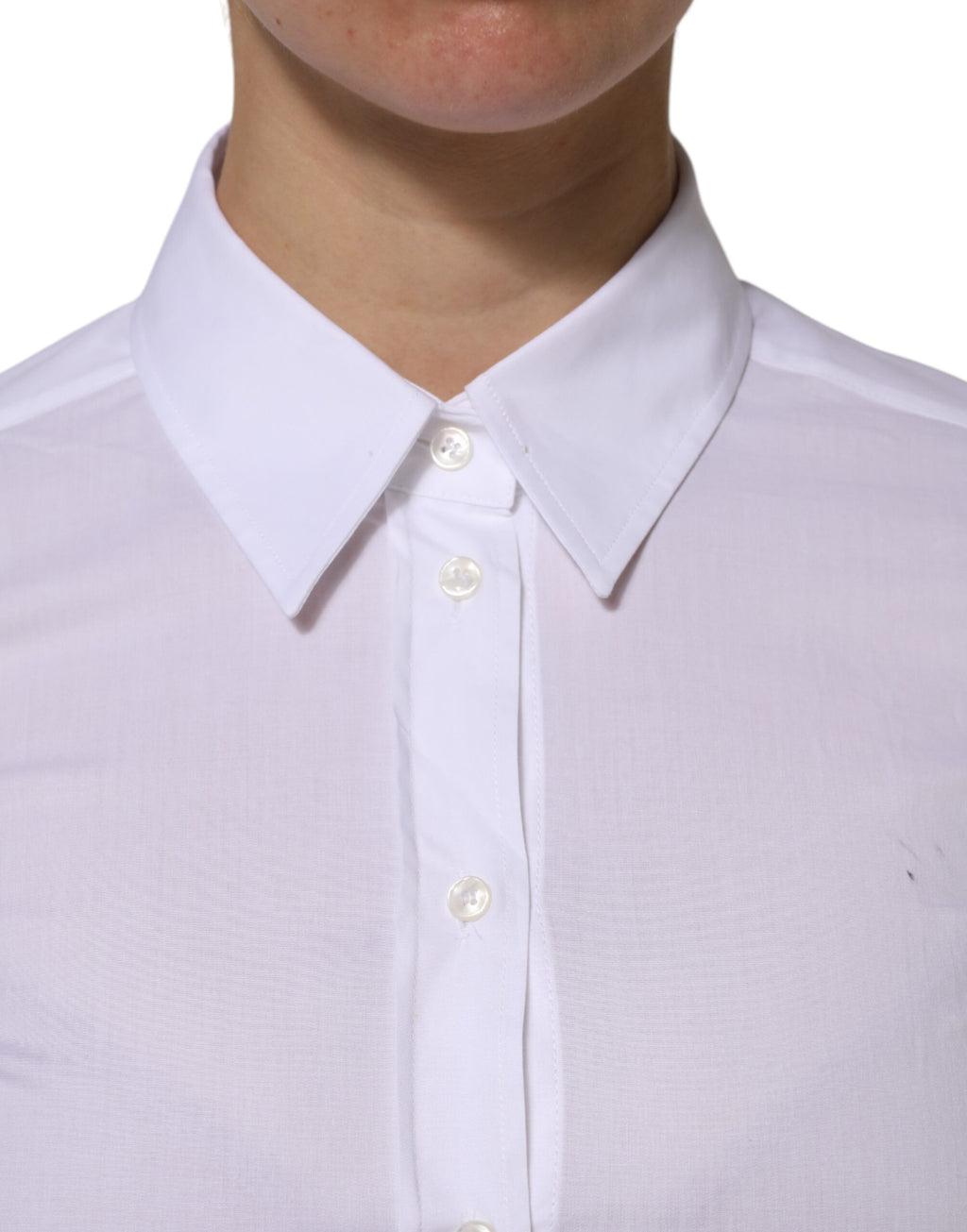 Chemise blanche en coton Dolce & Gabbana à col, manches longues, élégante et sophistiquée.
