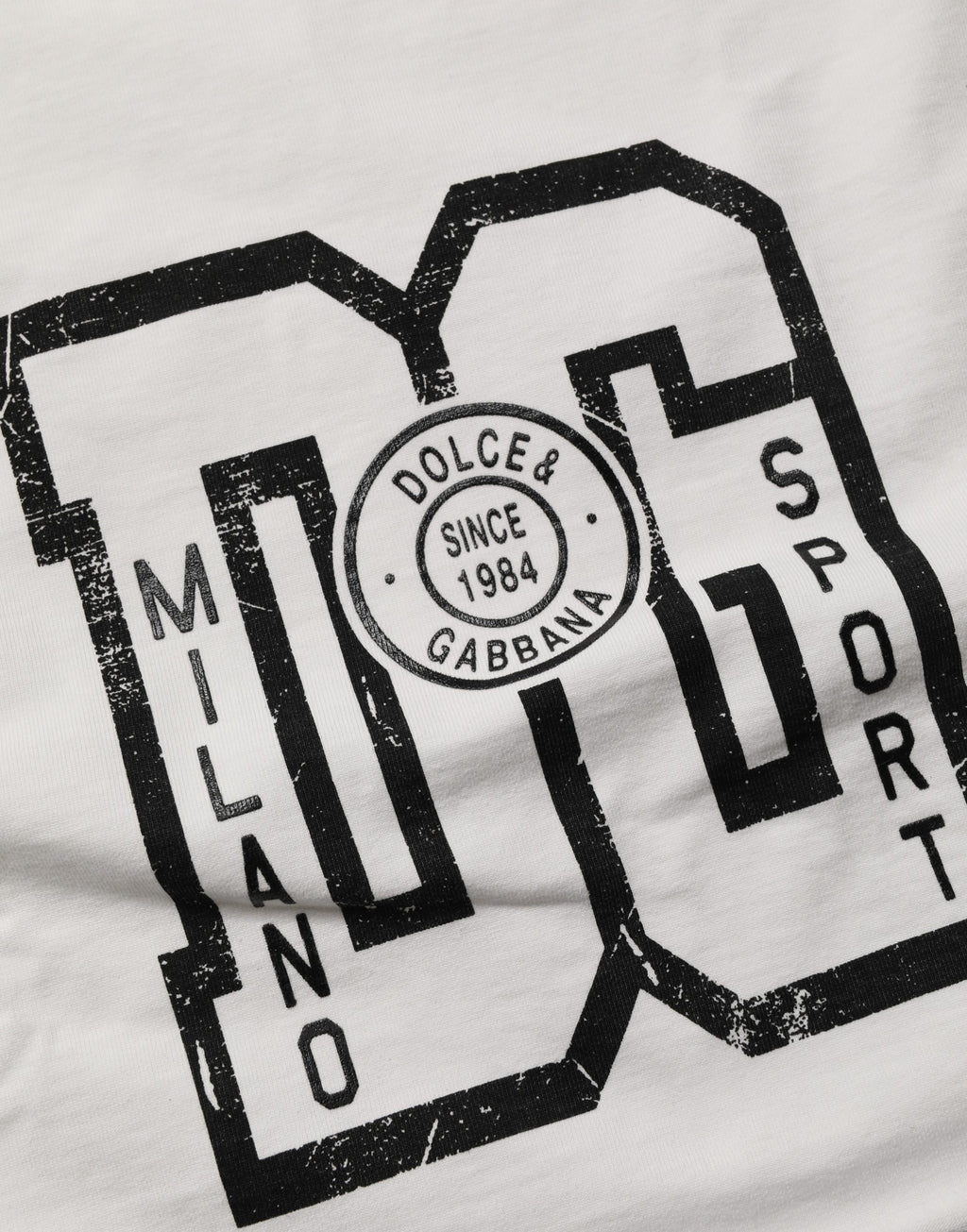 T-shirt court en jersey blanc Dolce & Gabbana avec logo en coton, logo imprimé Dolce & Gabbana.