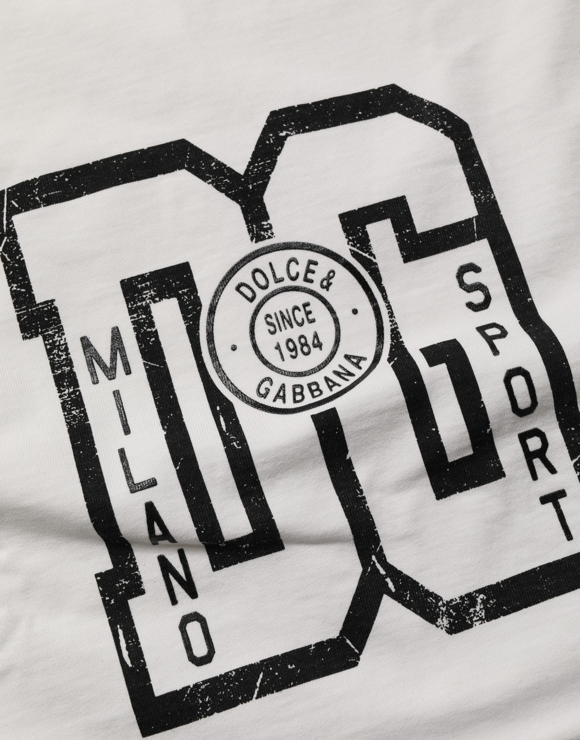 T-shirt court en jersey blanc Dolce & Gabbana avec logo en coton, logo imprimé Dolce & Gabbana.