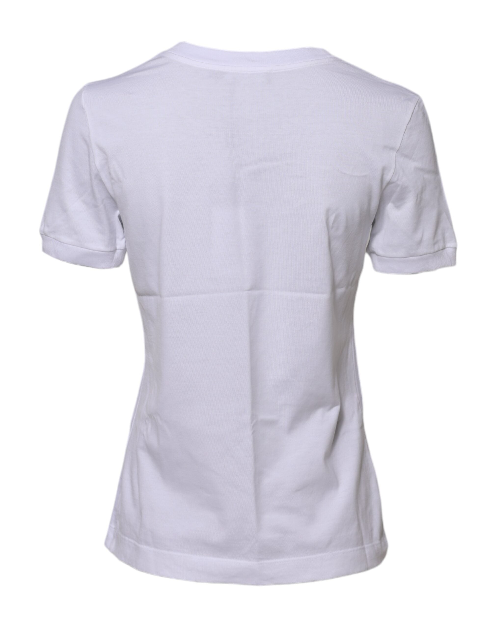 T-shirt blanc en coton à col rond et manches courtes de Dolce & Gabbana, visible sur l'image.