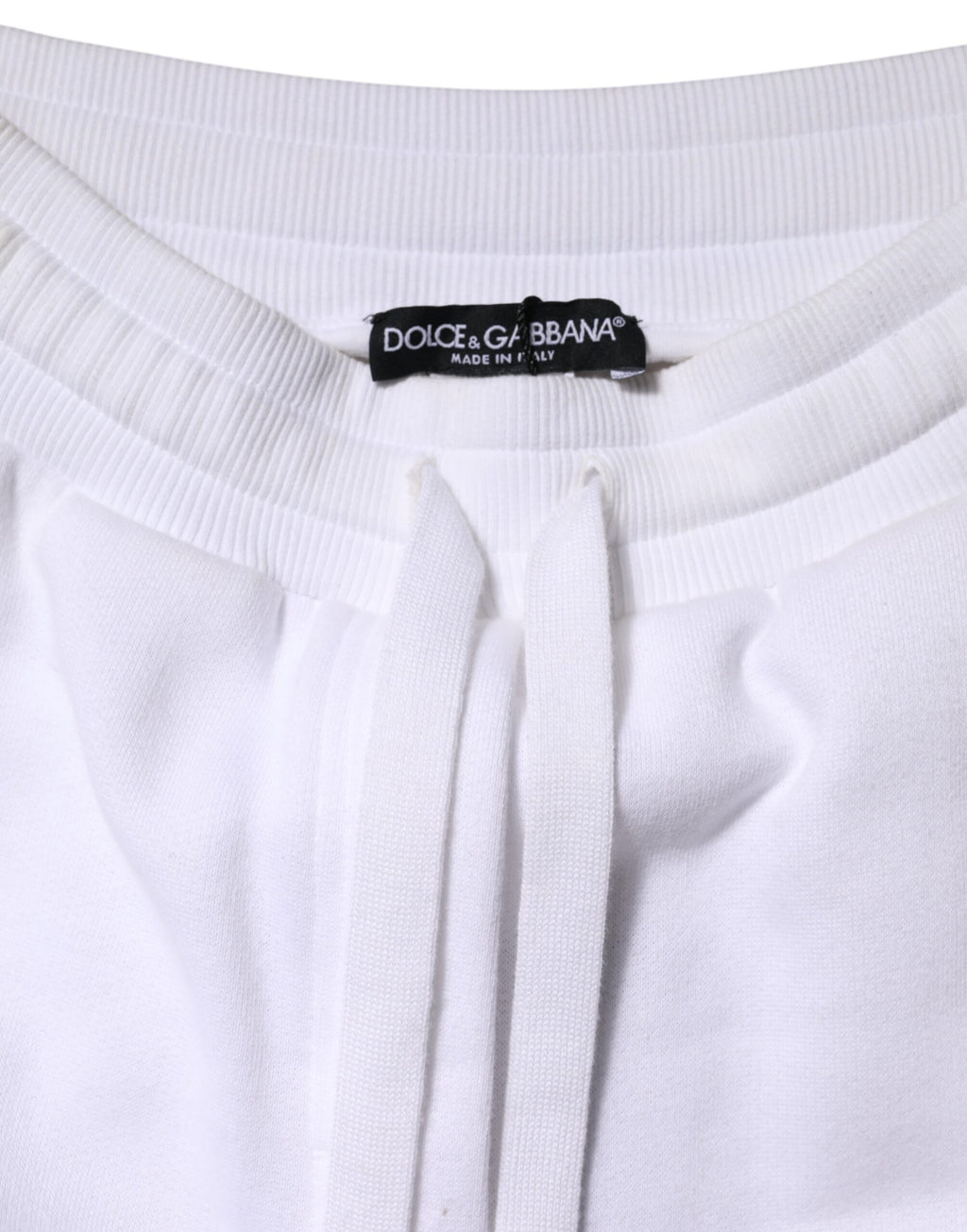 Pantalon de jogging blanc en coton stretch de Dolce & Gabbana, style décontracté et confortable pour hommes.