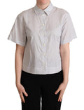 Chemise à pois blanches et grises avec col et boutons de Dolce & Gabbana, style élégant et décontracté.