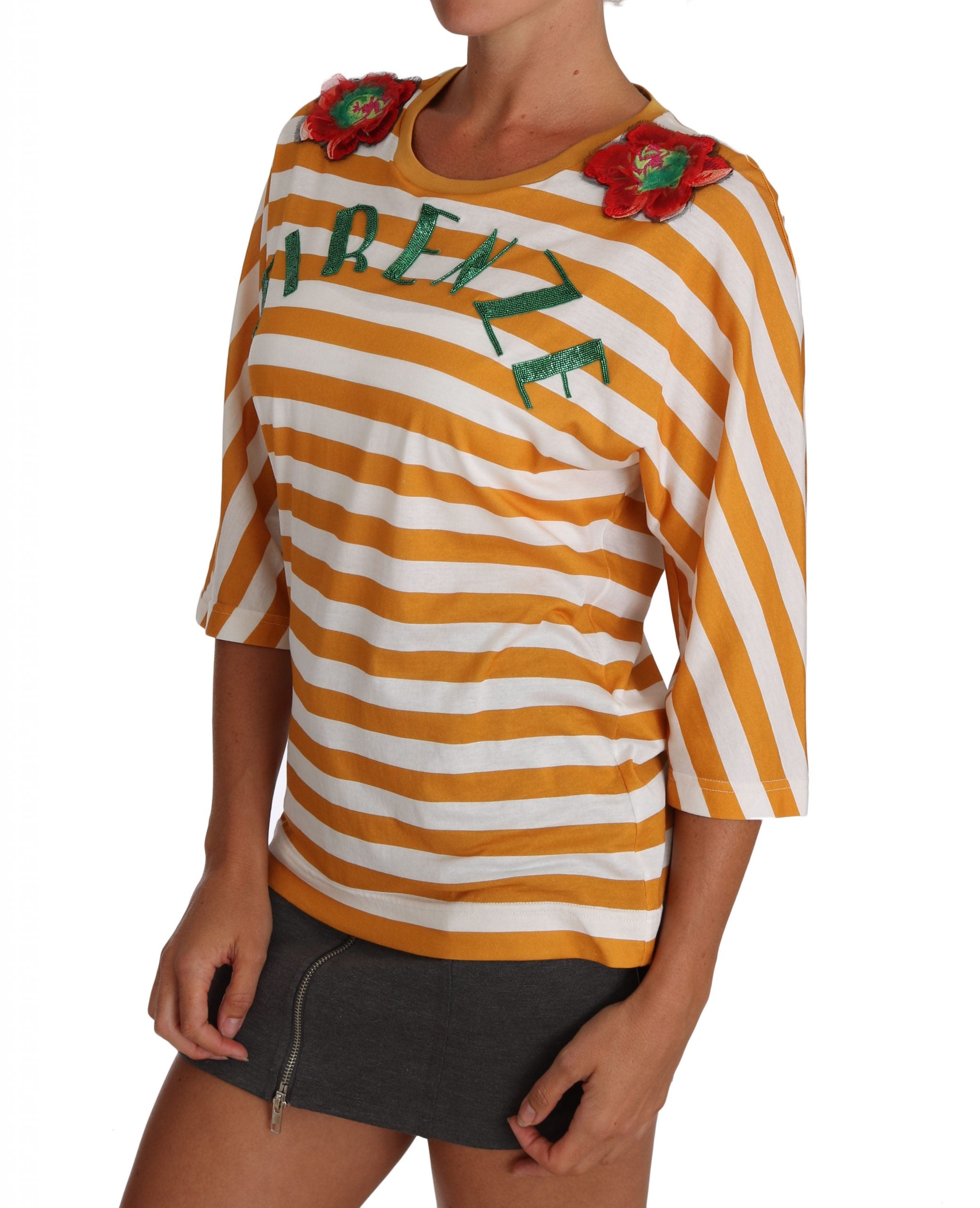 T-shirt blanc Dolce & Gabbana Firenze Orange Firenze avec logo coloré et design élégant, vue de face.