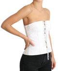 Top bustier blanc Dolce & Gabbana Palermo en coton, corset ajusté avec détails élégants.