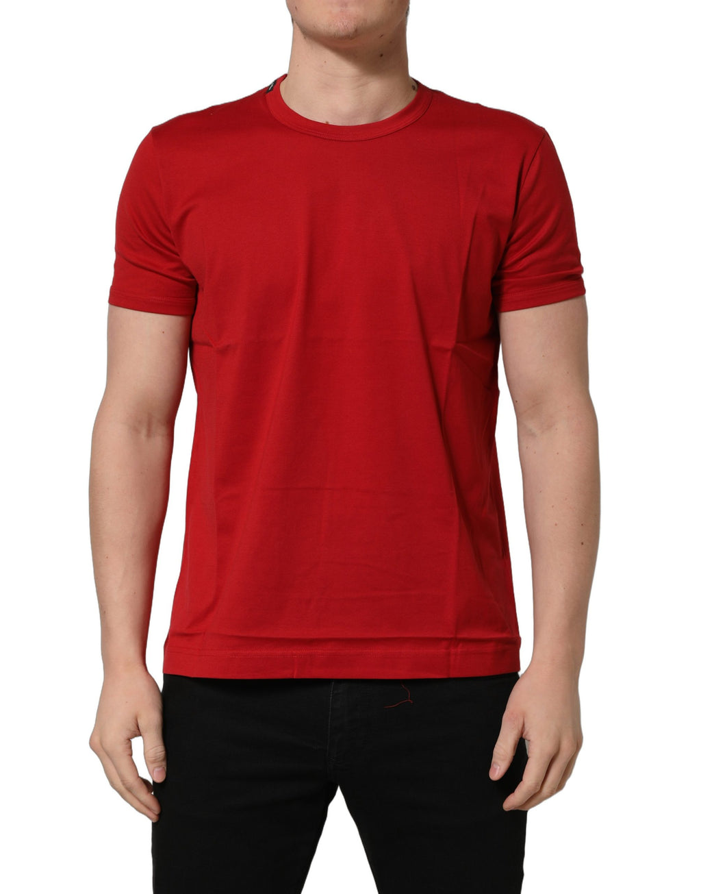 T-shirt en coton rouge Dolce & Gabbana Goodluck 2023 à col rond, avec motif de symbole de chance sur le devant.