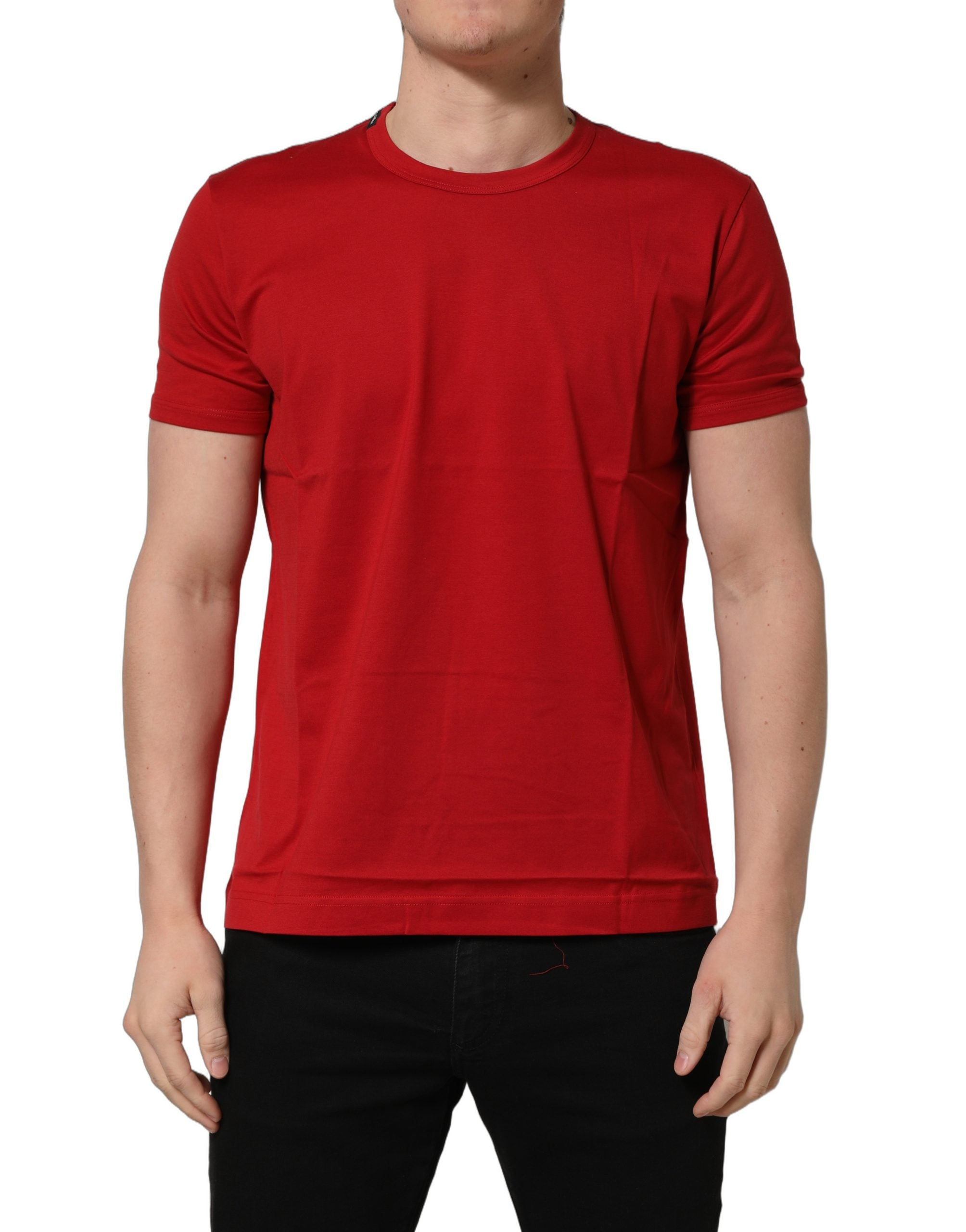 T-shirt en coton rouge Dolce & Gabbana Goodluck 2023 à col rond, avec motif de symbole de chance sur le devant.