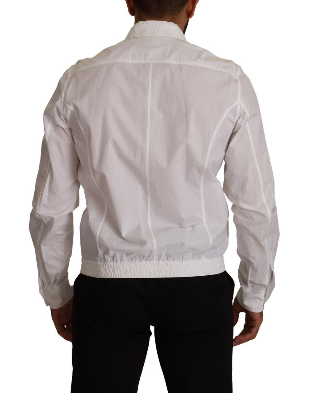 Chemise homme Dolce & Gabbana en coton blanc avec col et boutons, vue de face.