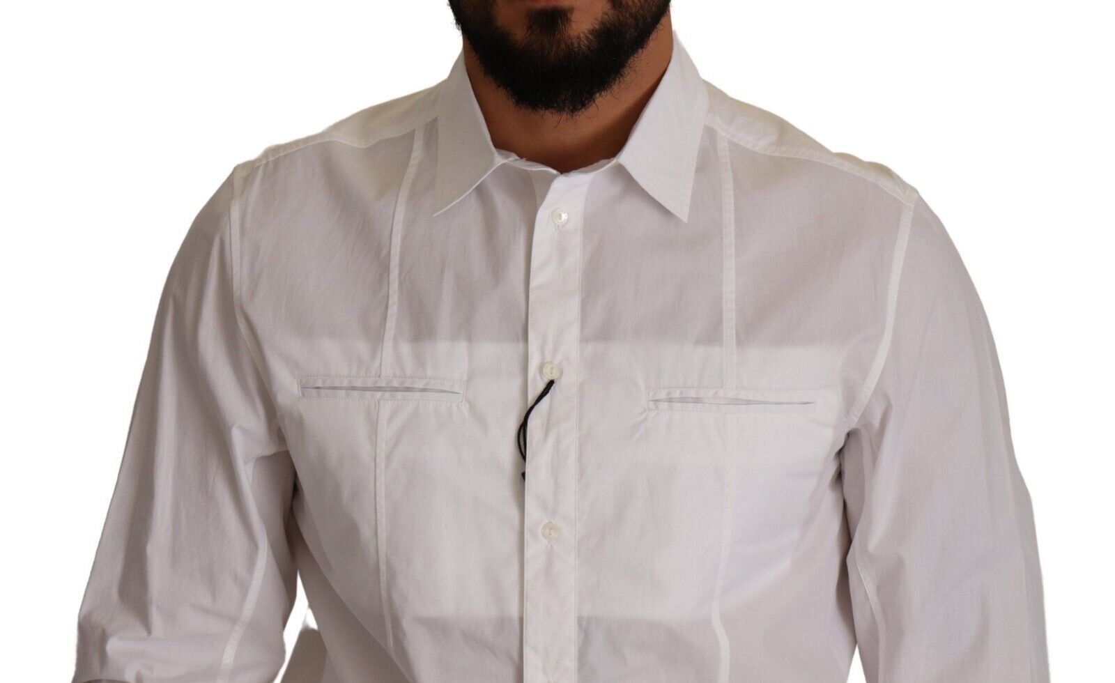 Chemise blanche en coton pour homme de Dolce & Gabbana avec col boutonné, élégante et classique.